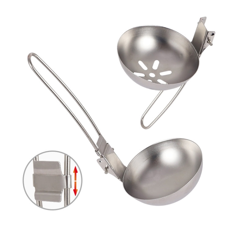 Outdoor Camping 304 Stainless Steel Slotted Spoon  Folding Handle Filter Spoon