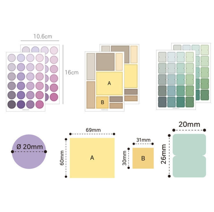 10 Sets Colorful Dot Stickers Gradient Labels Geometric Decorative Stickers Index Stickers