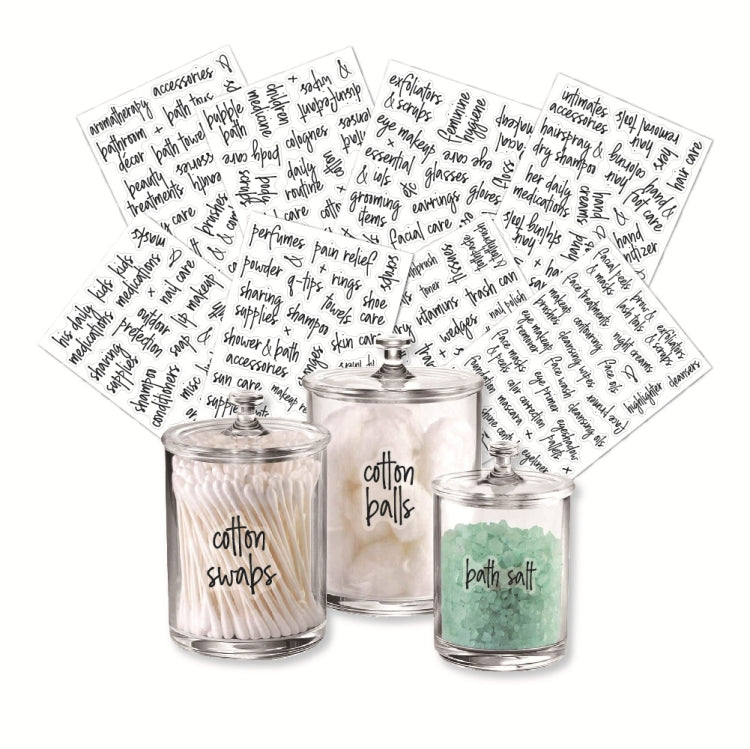 2 Sets 189 PCS Bathroom Jars Label Storage Classification Waterproof Bathroom Stickers