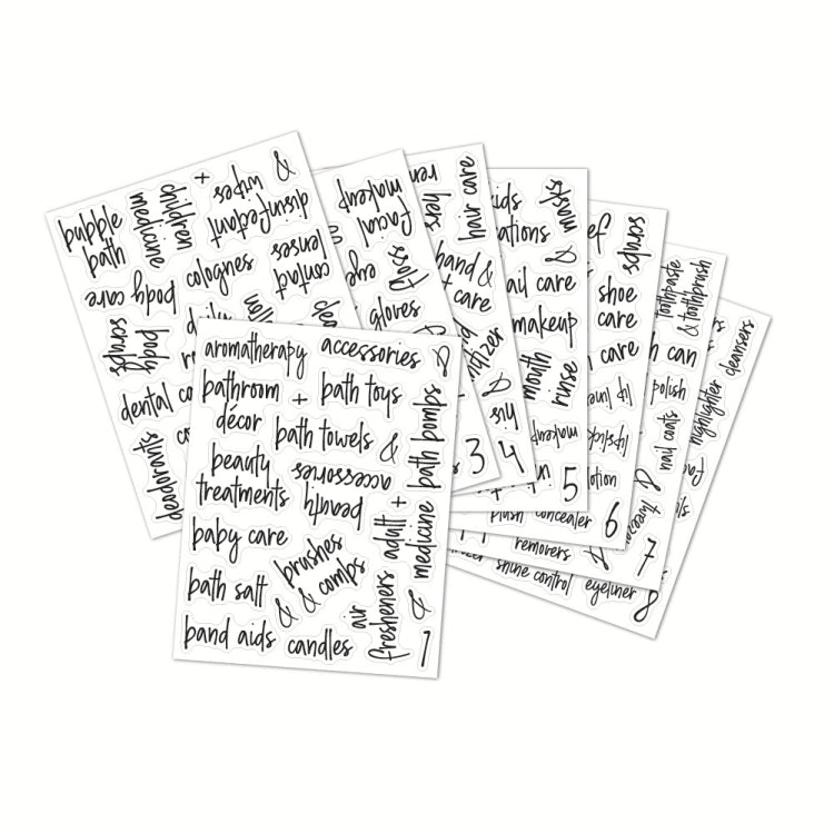2 Sets 189 PCS Bathroom Jars Label Storage Classification Waterproof Bathroom Stickers