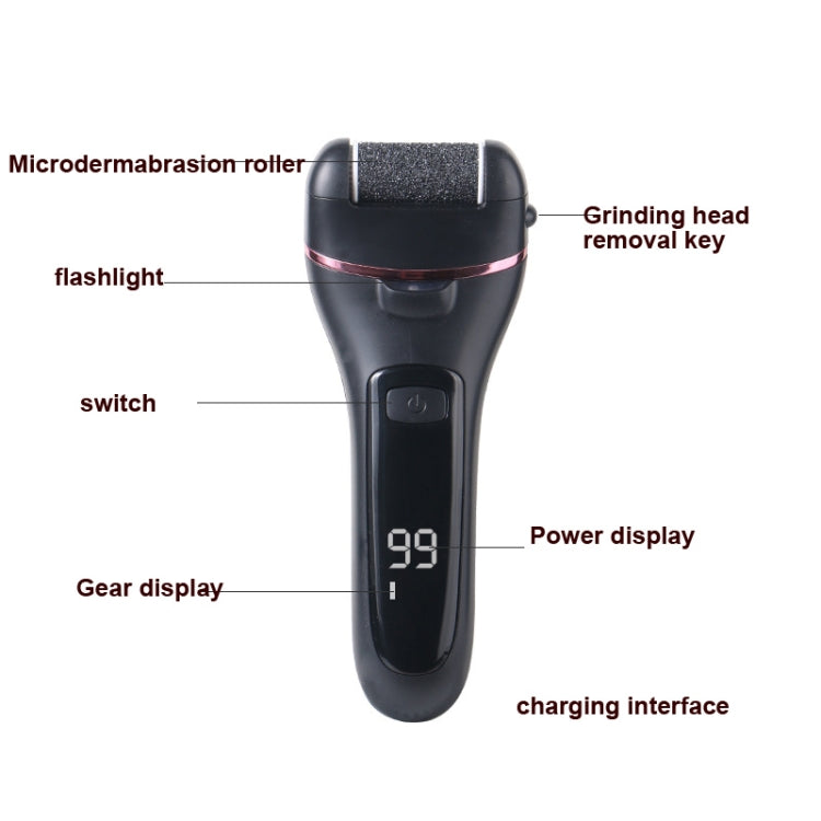 Electric Foot Grinder Digital Display Rechargeable Pedicure Peeling, Color: 10-piece Set Black