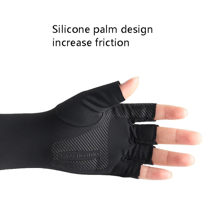 Outdoor Riding Sports Stretch Comfortable Half Finger Ice Silk Gloves, Size: One Size(Blue)