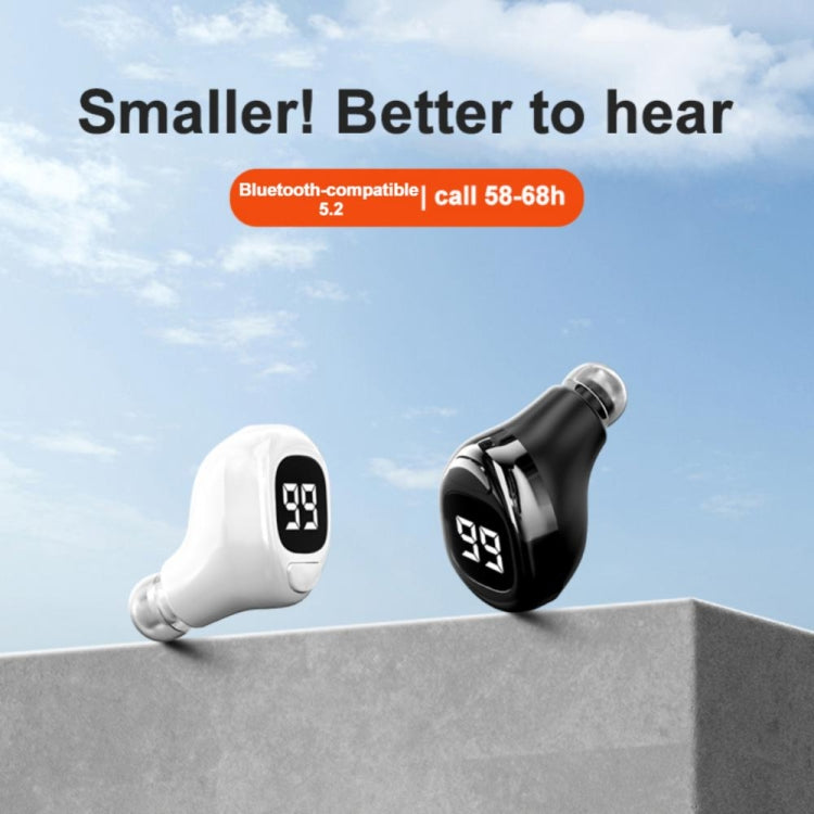 F6 Bluetooth Headset Mini Invisible Ear Business Digital Display Earphone(Black)