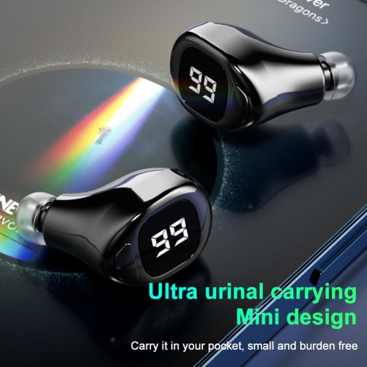F6 Bluetooth Headset Mini Invisible Ear Business Digital Display Earphone(Black)