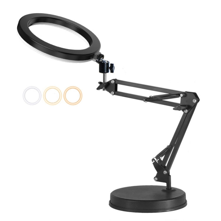 8D Round Base Mobile Phone Live Broadcast Bracket Overhead Shooting Bracket With 26cm Fill Light