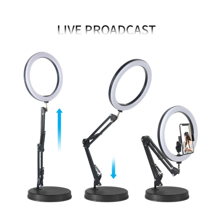 8D Round Base Mobile Phone Live Broadcast Bracket Overhead Shooting Bracket With 26cm Fill Light