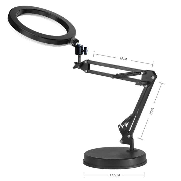 8D Round Base Mobile Phone Live Broadcast Bracket Overhead Shooting Bracket With 26cm Fill Light