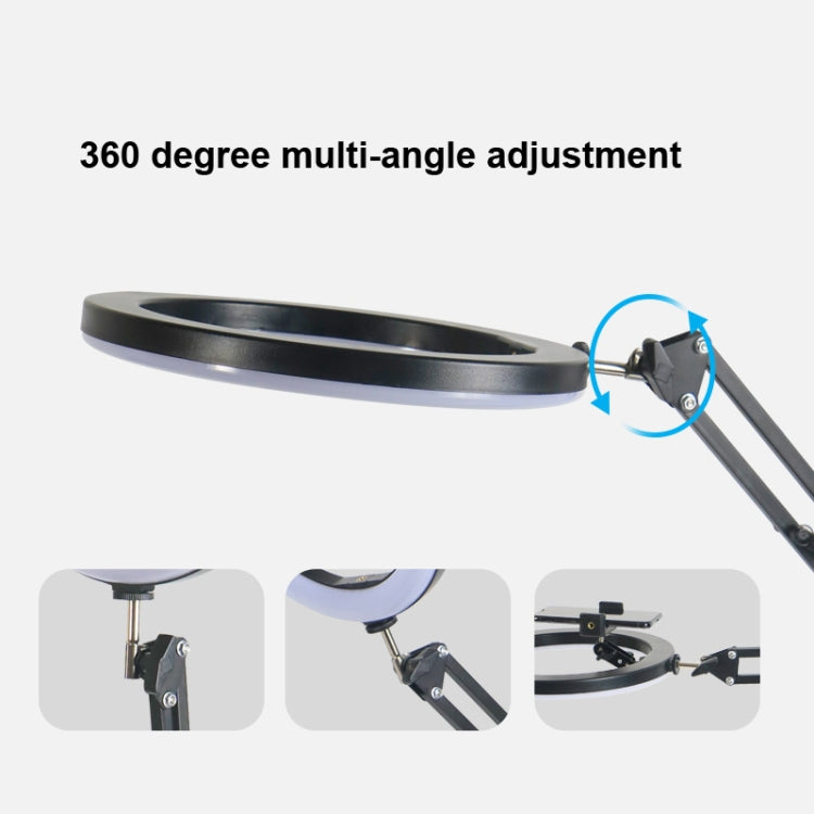 8D Round Base Mobile Phone Live Broadcast Bracket Overhead Shooting Bracket With 26cm Fill Light