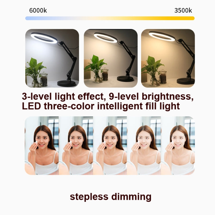 8D Round Base Mobile Phone Live Broadcast Bracket Overhead Shooting Bracket With 26cm Fill Light