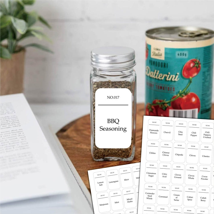 216 PCS Spice Jar Label Stickers Waterproof Oil Proof Kitchen Spice Jar Label(6 Sheets / set)