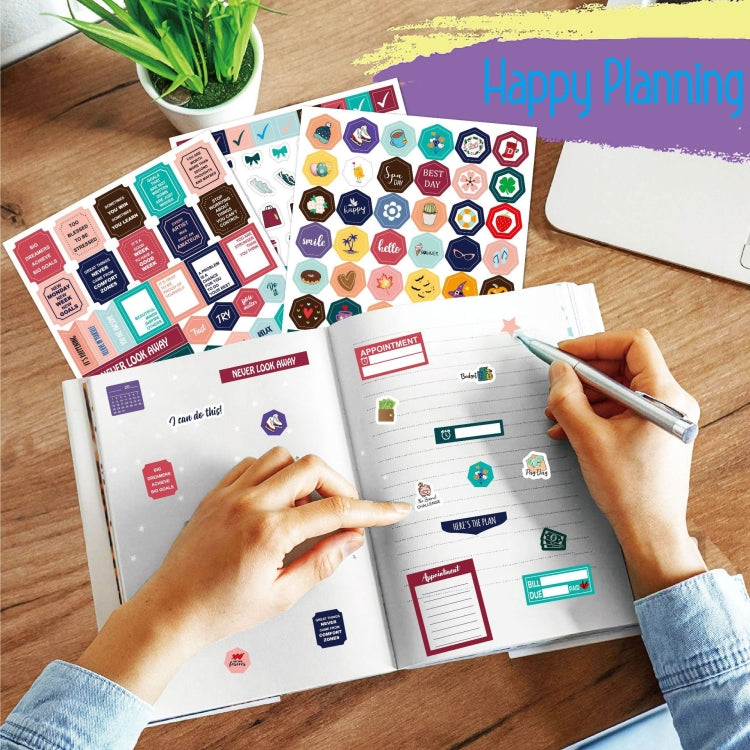 2 Sets  Planner Sticker Business Fitness Day Theme Planning Sticker(8 Sheets / set)