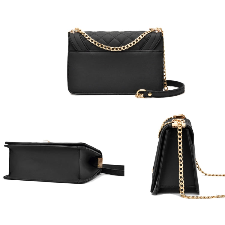 6382 One-shoulder Diagonal Rhombus Chain Bag