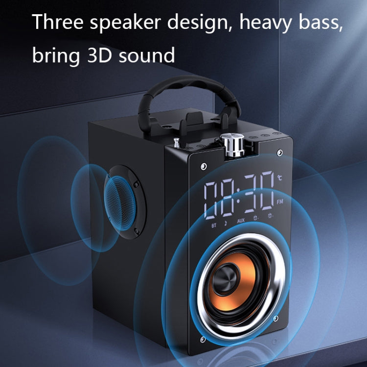 T3 Multifunctional Subwoofer Clock Bluetooth Speaker With Phone Stand Function(Black)