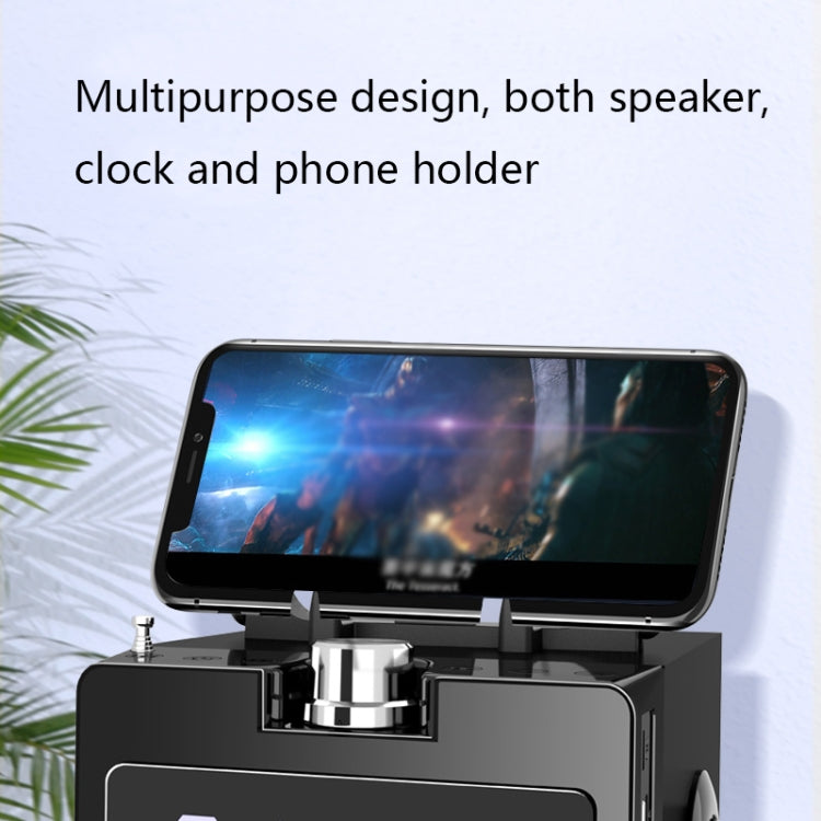 T3 Multifunctional Subwoofer Clock Bluetooth Speaker With Phone Stand Function(Black)