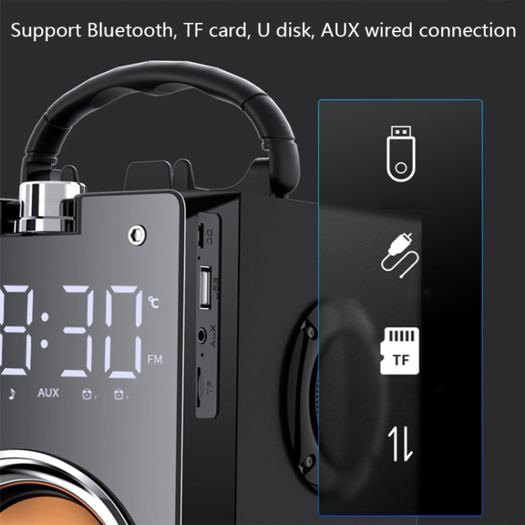 T3 Multifunctional Subwoofer Clock Bluetooth Speaker With Phone Stand Function(Black)