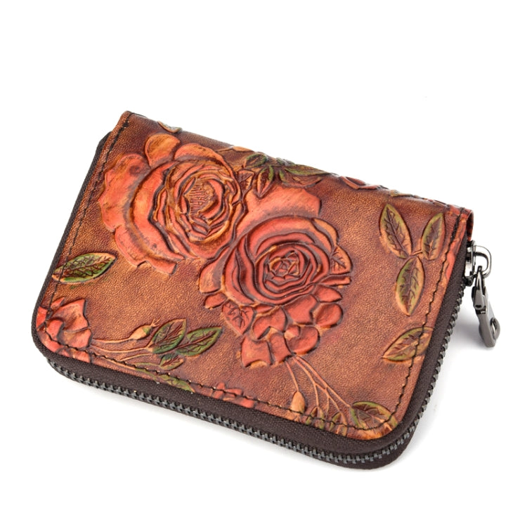 Zip Multi-card Hand-painted Organ Leather Card Holder