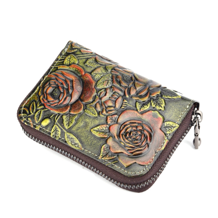 Zip Multi-card Hand-painted Organ Leather Card Holder