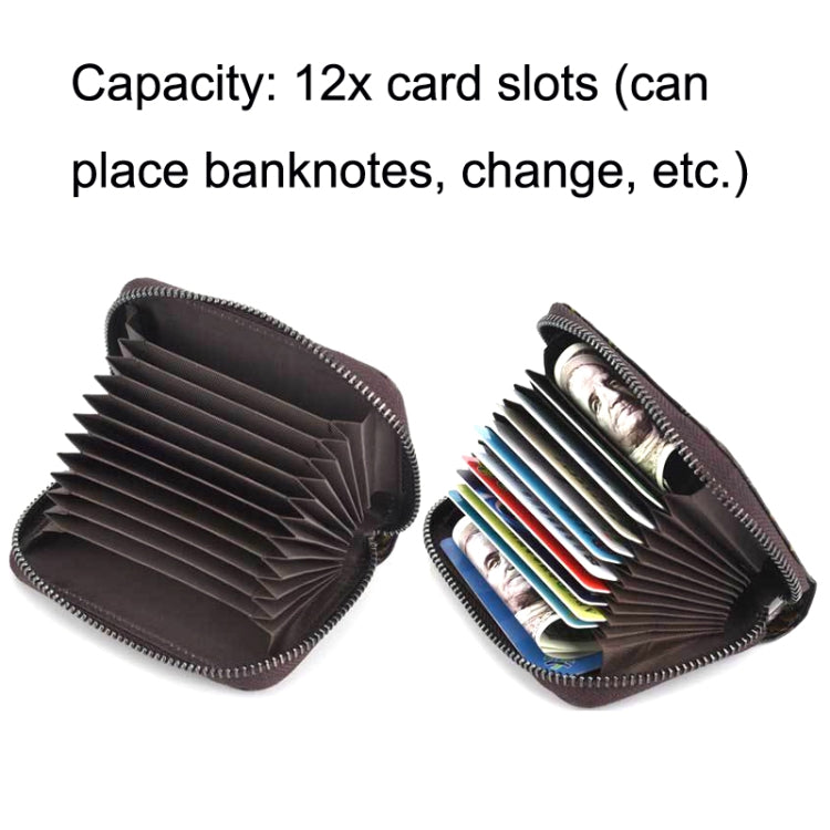 Zip Multi-card Hand-painted Organ Leather Card Holder