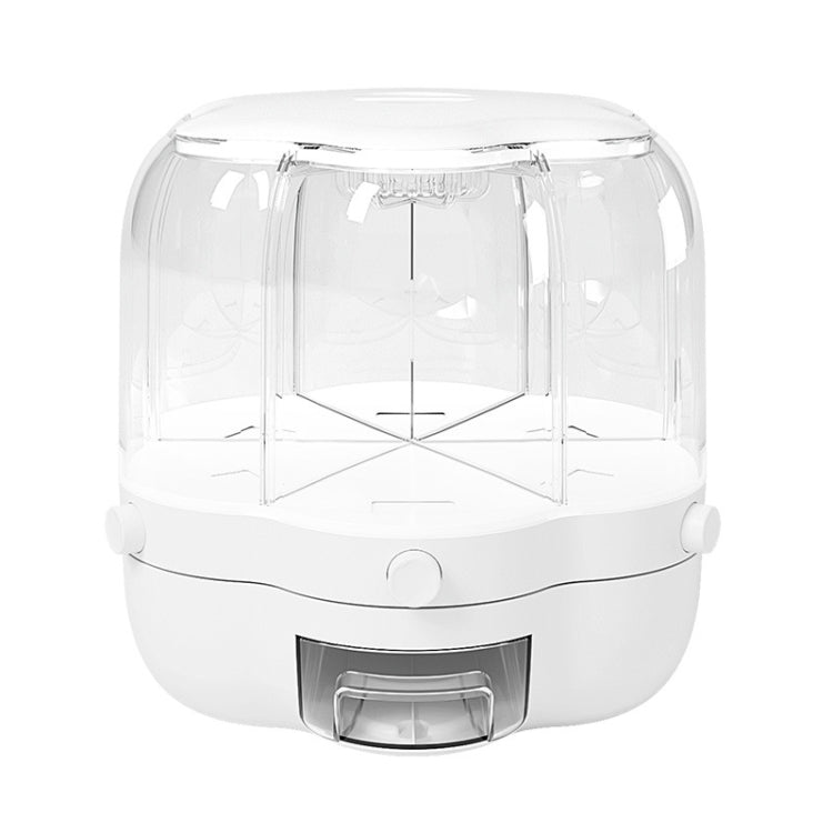 Grain Mixed Food Storage Box Rice Barrel Rotatable Seal Transparent Storage Box, Size: Large (White)