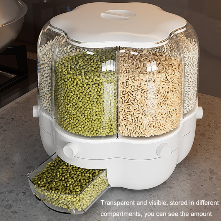 Grain Mixed Food Storage Box Rice Barrel Rotatable Seal Transparent Storage Box, Size: Large (White)