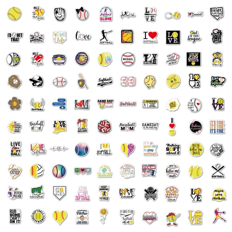 100 Sheets Girls Skateboard Guitar Luggage Waterproof Stickers Softball Stickers