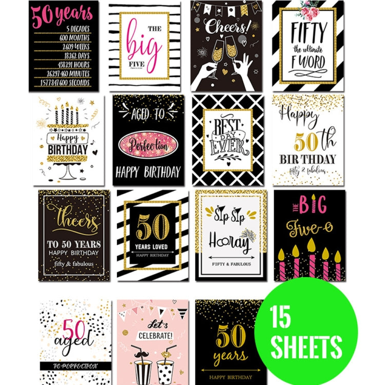2 Sets  50th Birthday Party Decoration Red Wine Label Sticker(15 Sheet/ set)