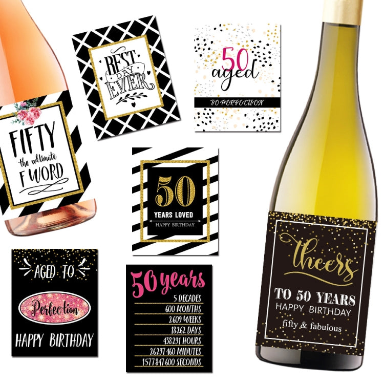 2 Sets  50th Birthday Party Decoration Red Wine Label Sticker(15 Sheet/ set)