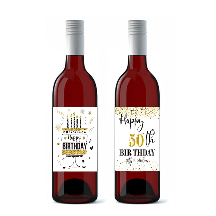 2 Sets  50th Birthday Party Decoration Red Wine Label Sticker(15 Sheet/ set)