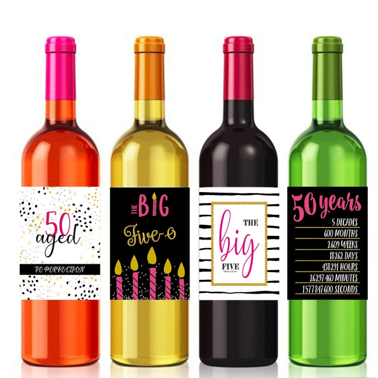 2 Sets  50th Birthday Party Decoration Red Wine Label Sticker(15 Sheet/ set)