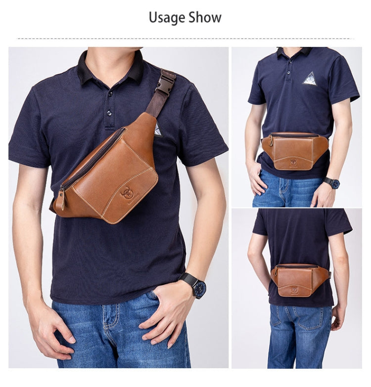BULL CAPTAIN Cowhide Waist Bag Large Capacity Multifunctional Wallet For Men