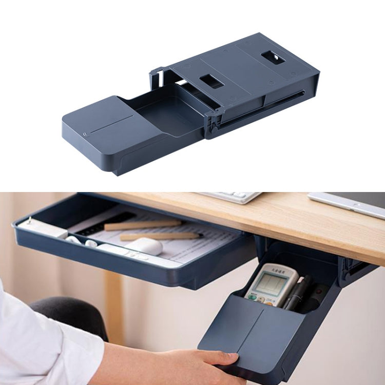 Under-Desk Storage Box Stationery Sundries Organize Hanging Box Hidden Drawer, Color: Blue Small
