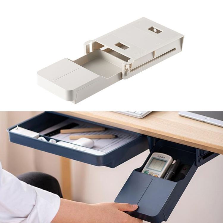 Under-Desk Storage Box Stationery Sundries Organize Hanging Box Hidden Drawer, Color: Gray Small