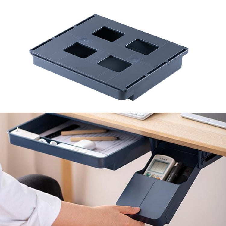 Under-Desk Storage Box Stationery Sundries Organize Hanging Box Hidden Drawer, Color: Blue Large