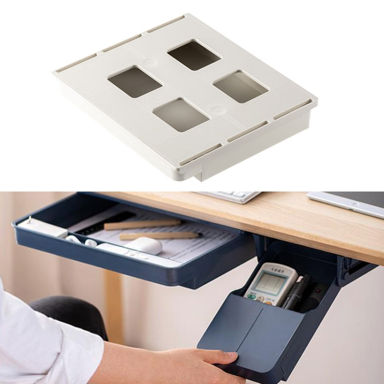Under-Desk Storage Box Stationery Sundries Organize Hanging Box Hidden Drawer, Color: Gray Large