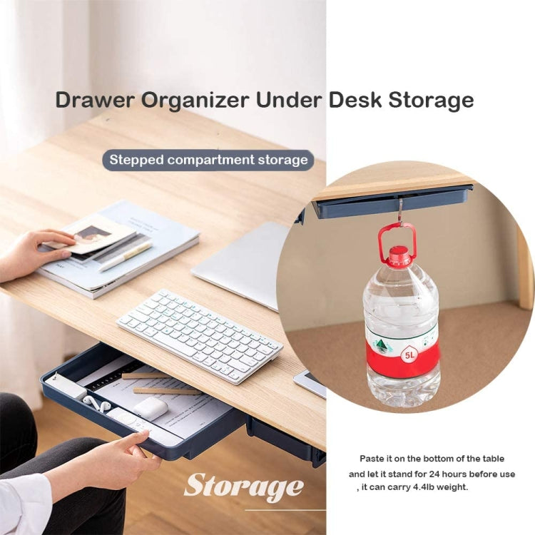 Under-Desk Storage Box Stationery Sundries Organize Hanging Box Hidden Drawer, Color: Gray Large