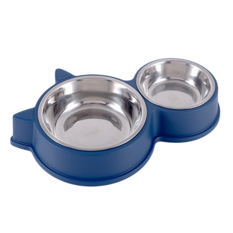Pet Cat Ears Stainless Steel Double Bowl