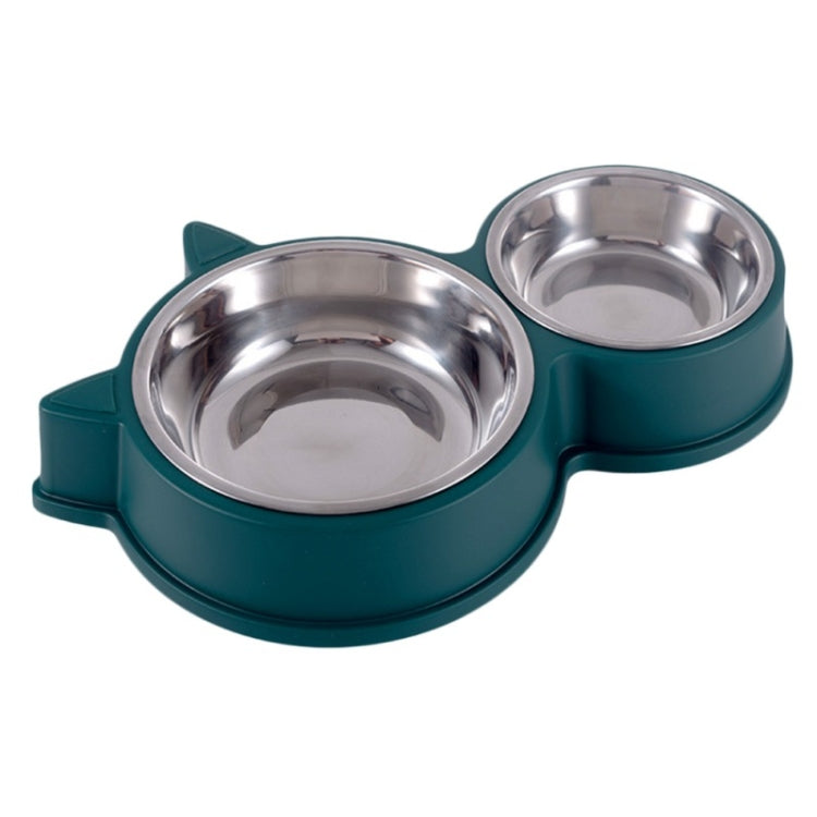 Pet Cat Ears Stainless Steel Double Bowl