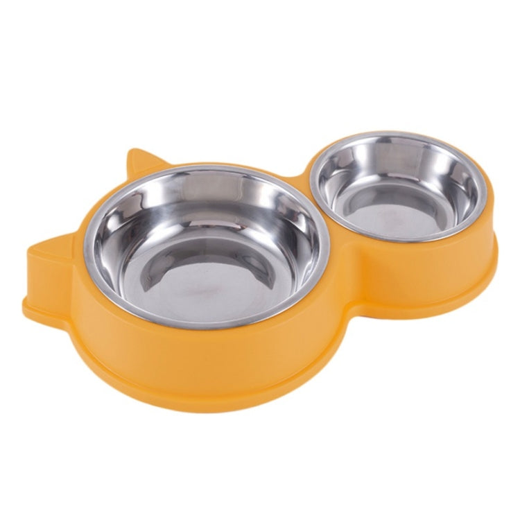 Pet Cat Ears Stainless Steel Double Bowl