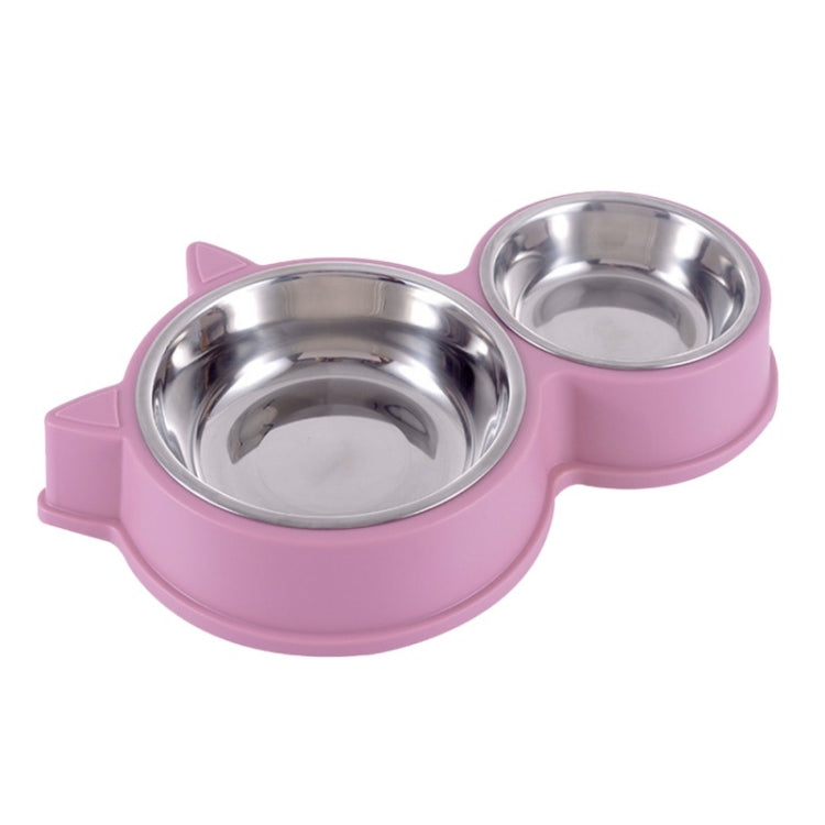 Pet Cat Ears Stainless Steel Double Bowl
