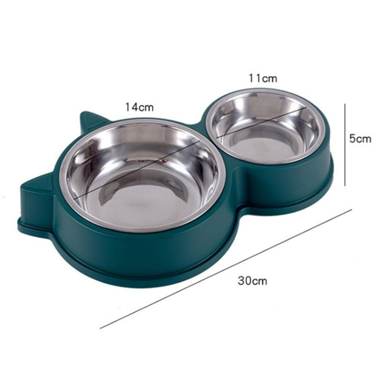 Pet Cat Ears Stainless Steel Double Bowl