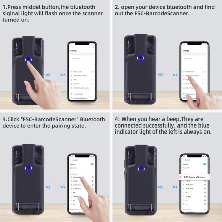 HC101D 2D Bluetooth Barcode Scanner Barcode Reader Mobile Phone Back Clip Data Matrix Code Scanner