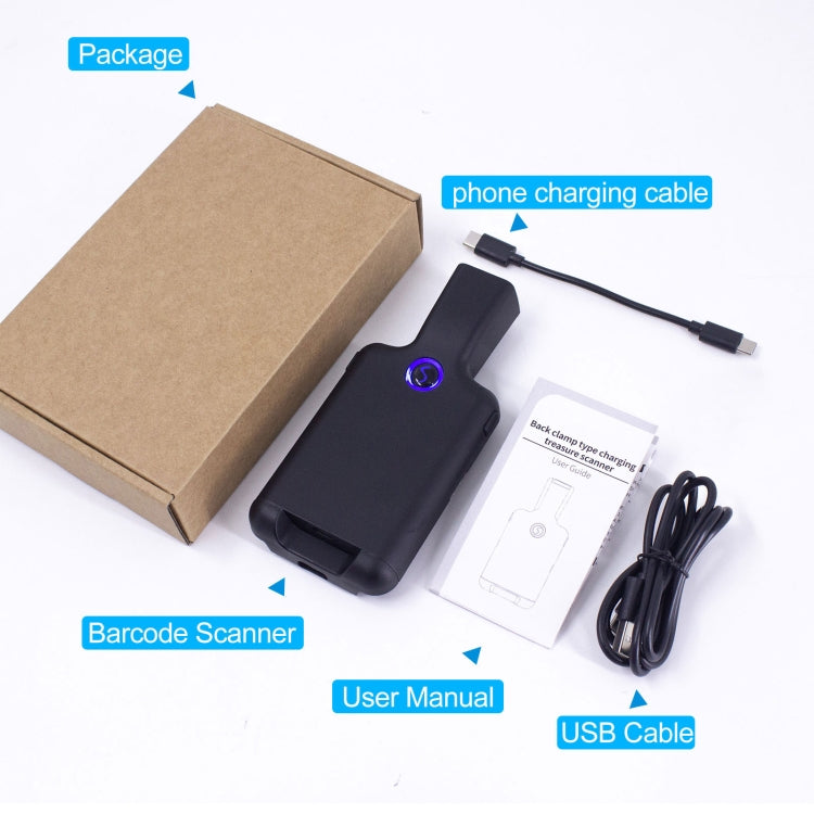 HC101D 2D Bluetooth Barcode Scanner Barcode Reader Mobile Phone Back Clip Data Matrix Code Scanner