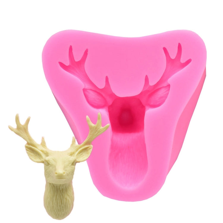 2 PCS Deer Head Silicone Fondant Cake Mold(Pink)