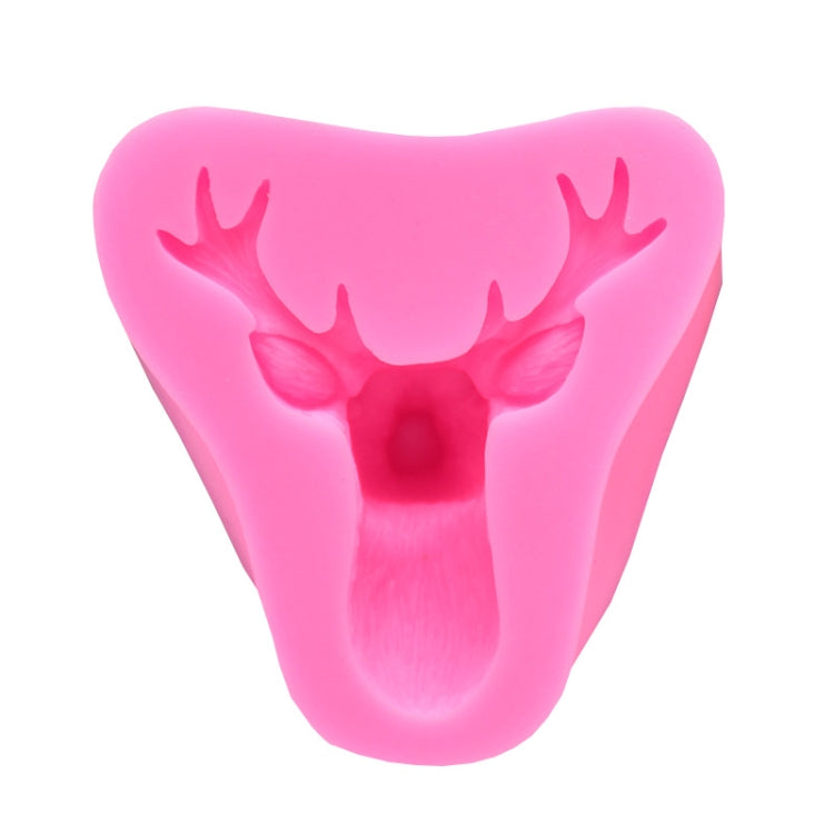 2 PCS Deer Head Silicone Fondant Cake Mold(Pink)