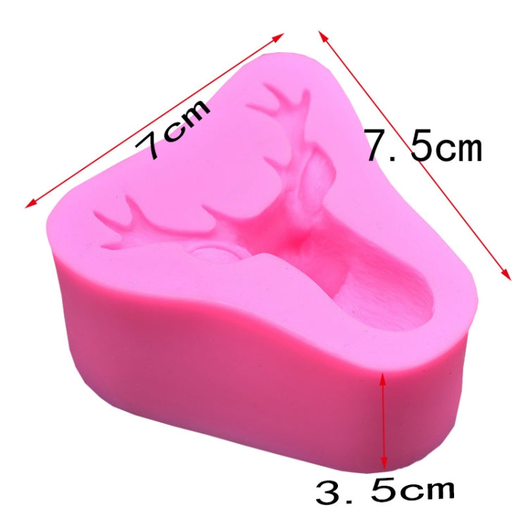 2 PCS Deer Head Silicone Fondant Cake Mold(Pink)