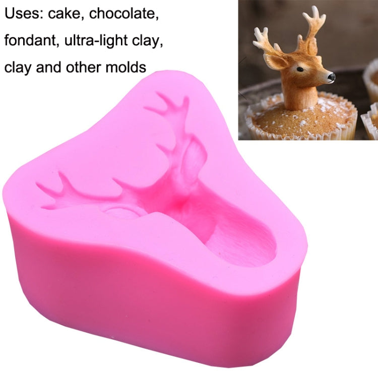 2 PCS Deer Head Silicone Fondant Cake Mold(Pink)