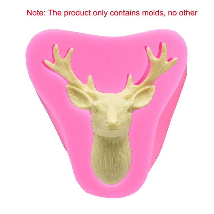 2 PCS Deer Head Silicone Fondant Cake Mold(Pink)