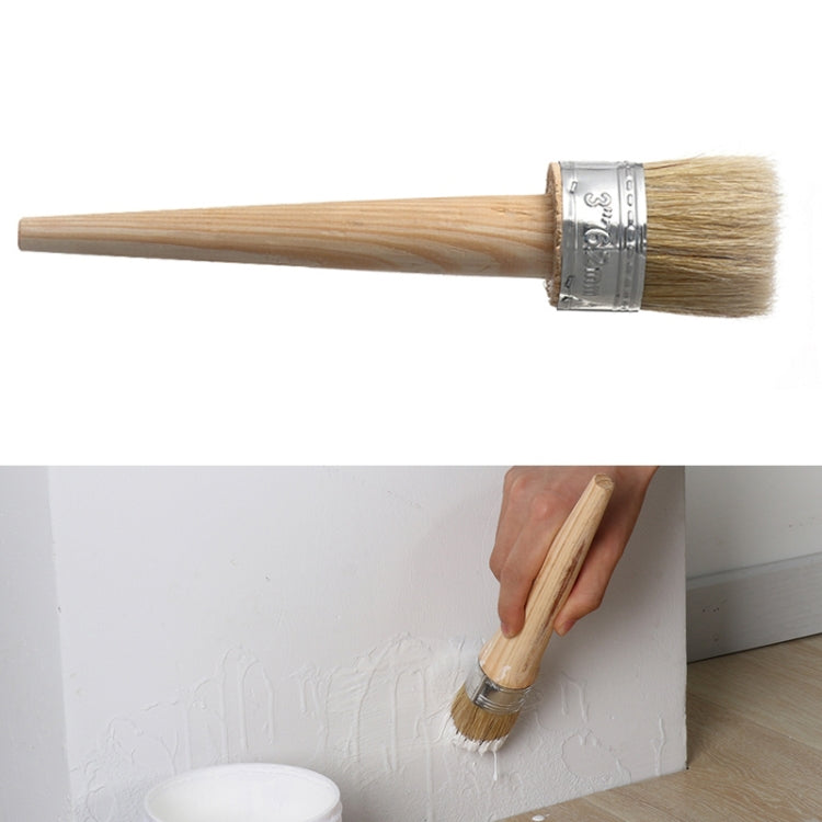 20 PCS Round Head Long Handle Paintbrush Bristle Wood Handle Brush, Diameter: 50mm