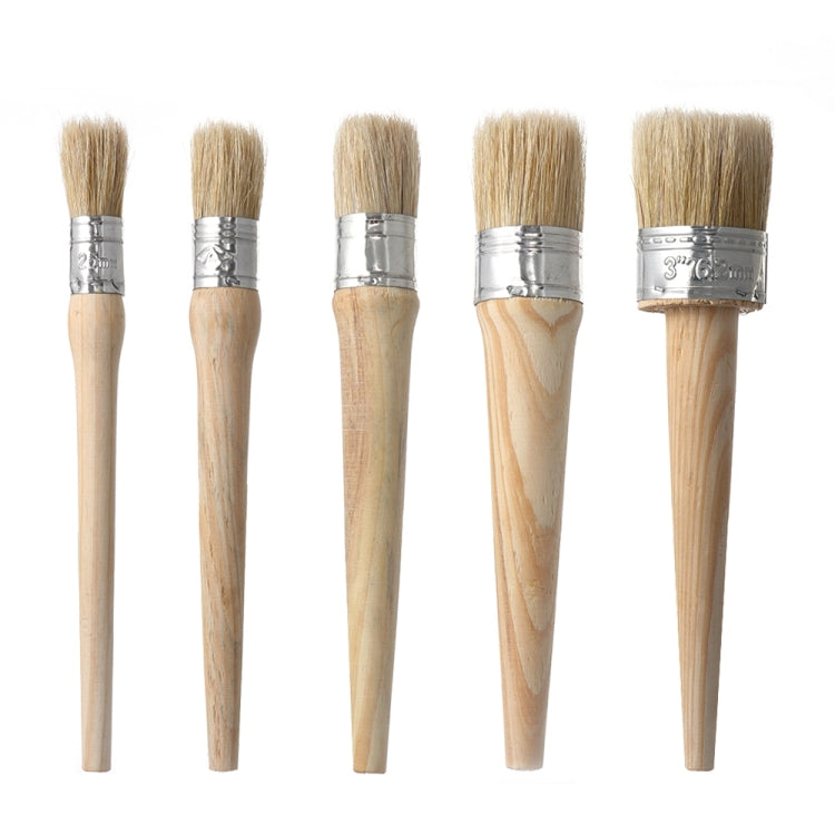 20 PCS Round Head Long Handle Paintbrush Bristle Wood Handle Brush, Diameter: 50mm