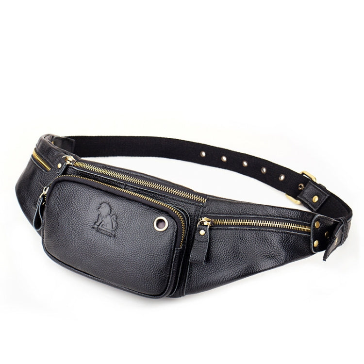 LAOSHIZI Vintage Leather Waist Bag Shoulder Crossbody Bag Shoulder Chest Bag For Men